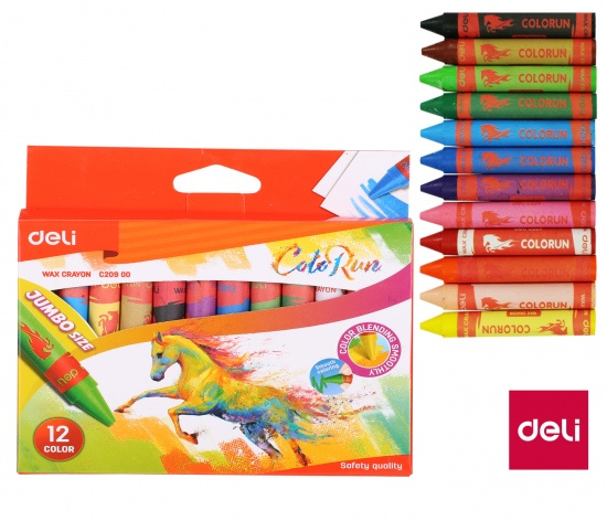 Voskovky DELI 12 barev JUMBO ColoRun EC20900 DELI