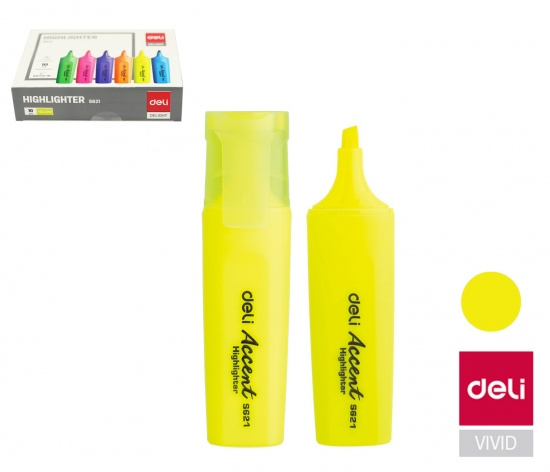 Zvýrazňovač DELI ES621 žlutý plochý (8552) DELI