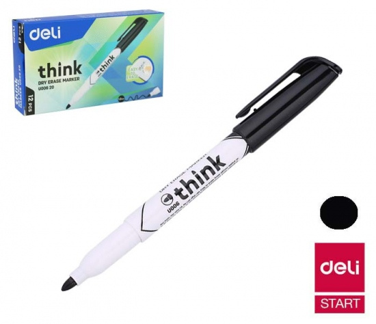 Popisovač DELI EU00620 černý stíratelný (2709) DELI