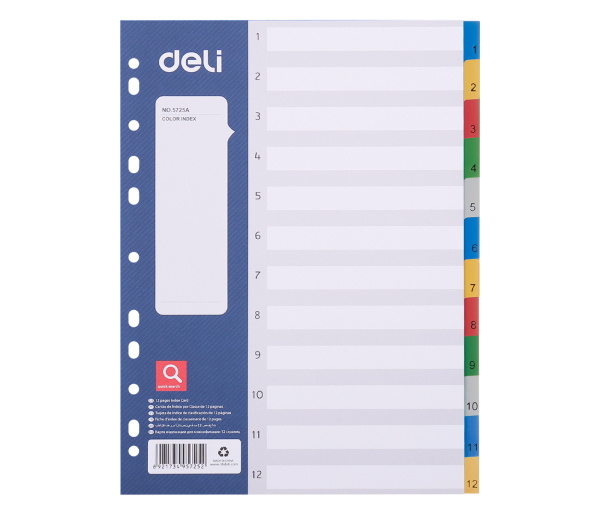 Rozdělovač barevný číselný A4, 12l DELI E5725A DELI GROUP CO., LTD.