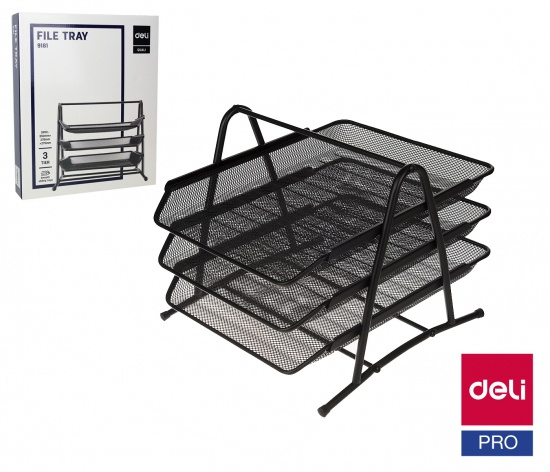 Zásuvka s třemi přihrádkami drátěná černá DELI E9181 DELI