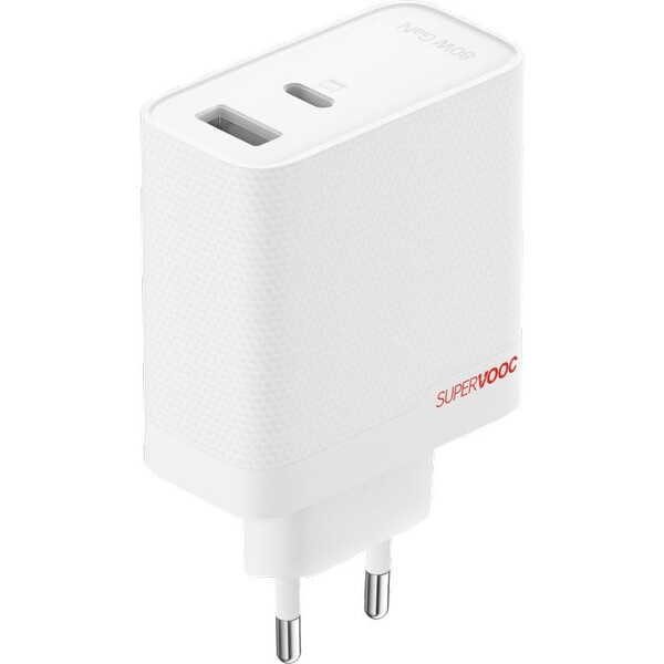 OnePlus SUPERVOOC 80W nabíječka s USB-C a USB-A, PD, GaN, PPS, QC, s kabelem bílá