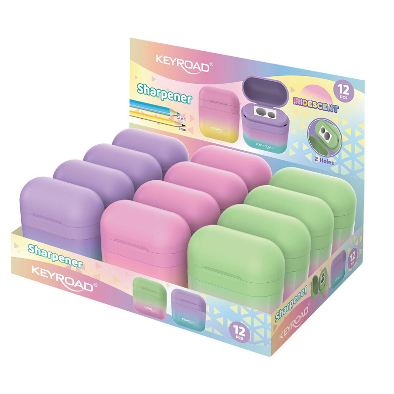 Ořezávátko KEYROAD AirDuo Pastel dvojité s kontejnerem - mix barev