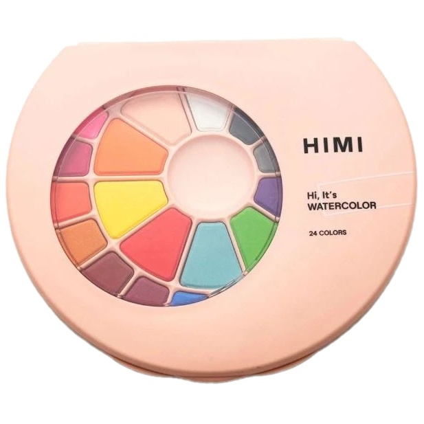 HIMI akvarelové barvy - Solid - 24 Colours in Pans (Pink Edition) Himi