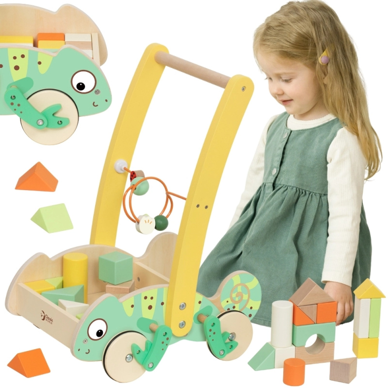 Classic World dřevěné chodítko Chameleon s kostkami