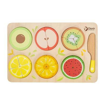 Teddies Puzzle deskové krájecí ovoce zlomky ve fólii 30x20cm