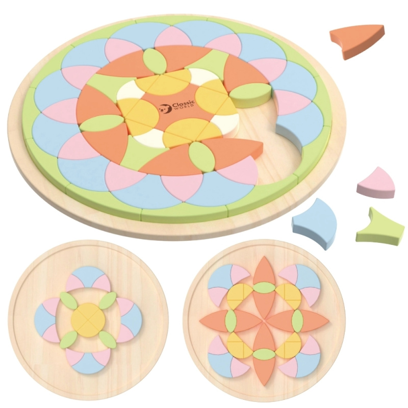 Pastelová mandala Montessori mozaika květiny