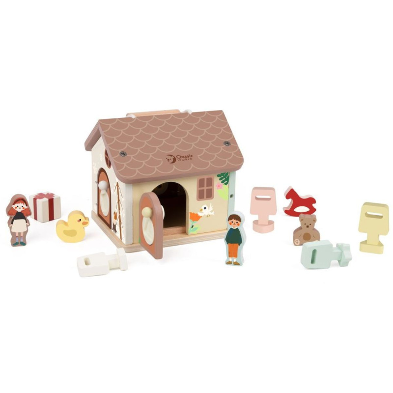 Dřevěný domeček s vkládačkami pro děti