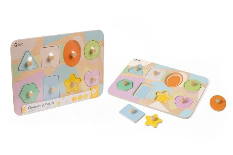 Dřevěná skládačka Puzzle Geometrické tvary