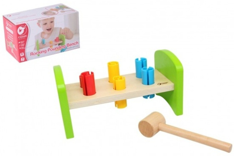 Zatloukačka s kladívkem dřevo/plast 8ks v krabici 21,5x12x11cm 12m+
