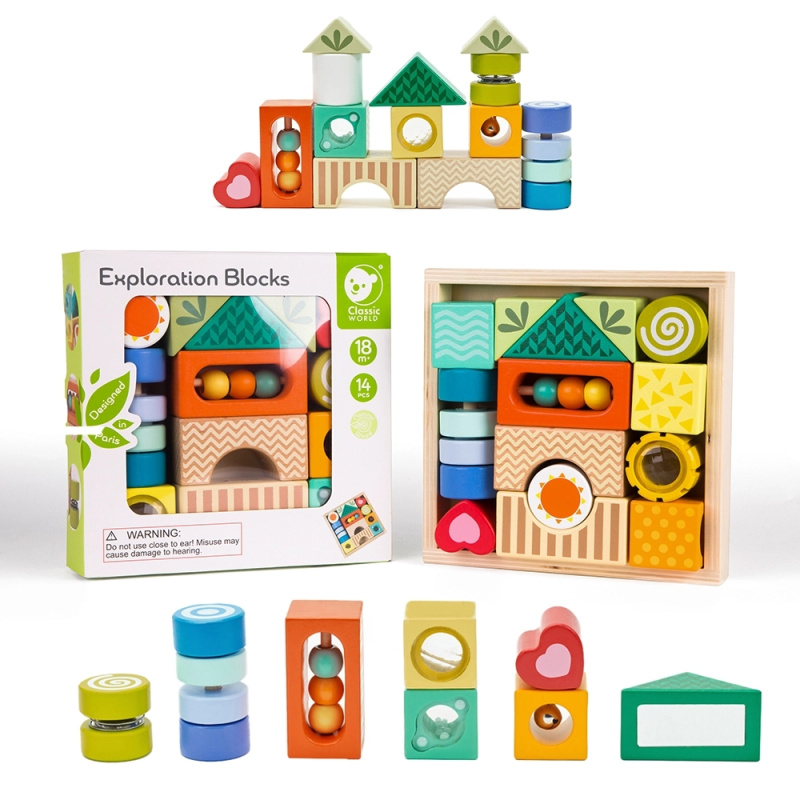 Dřevěné smyslové kostky Classic World Montessori