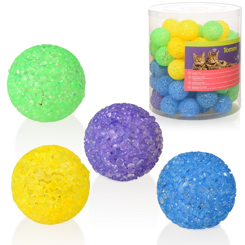 Hračky pro kočky - míček pro kočky glitterball s rolničkou, 4cm
