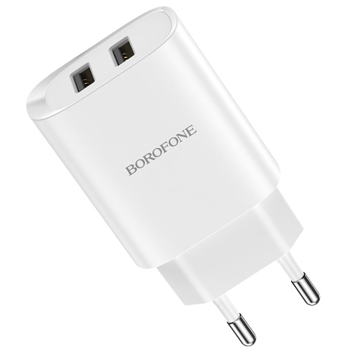 Borofone BN2 dual USB-A adaptér (10W) - Bílá