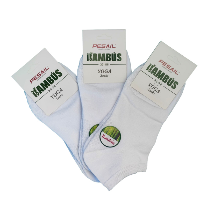 PESAIL Bambusové kotníkové ponožky bílé na Jógu 3 páry