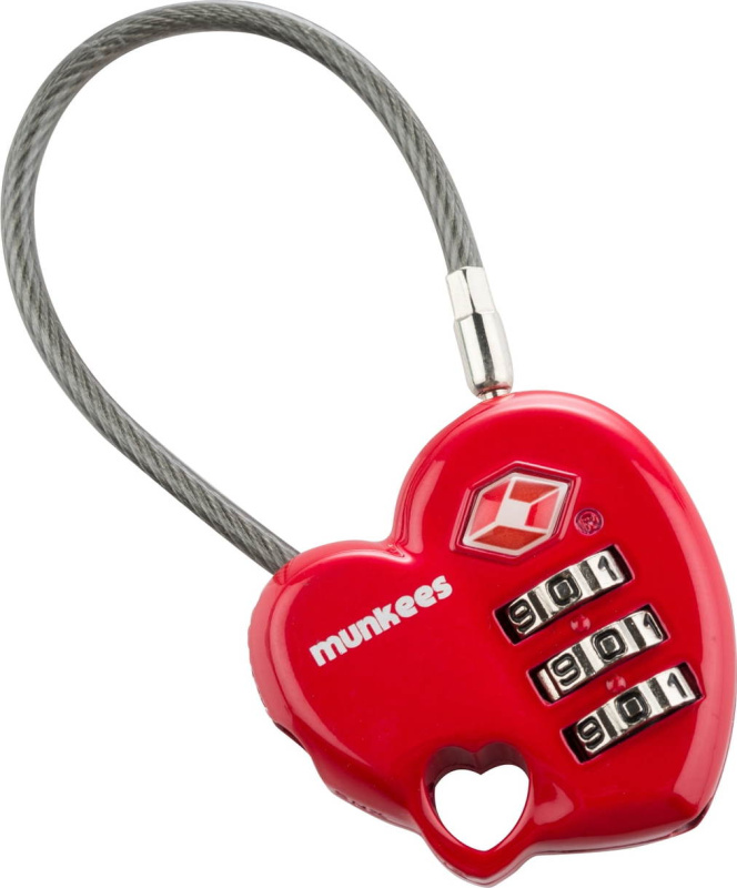 Munkees Visací zámek TSA Lock Cable Heart