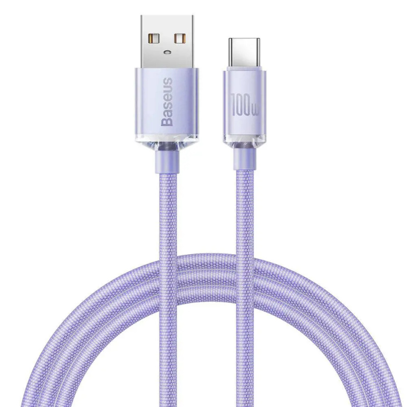 Baseus Crystal Shine Series kabel USB-A/USB-C (100W) 1,2m fialový