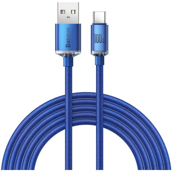 Baseus Crystal Shine Series kabel USB-A/USB-C (100W) 2m modrý