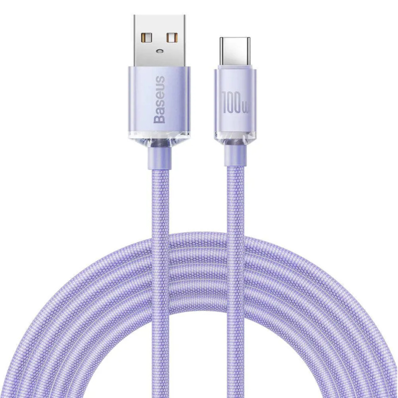 Baseus Crystal Shine Series kabel USB-A/USB-C (100W) 2m fialový
