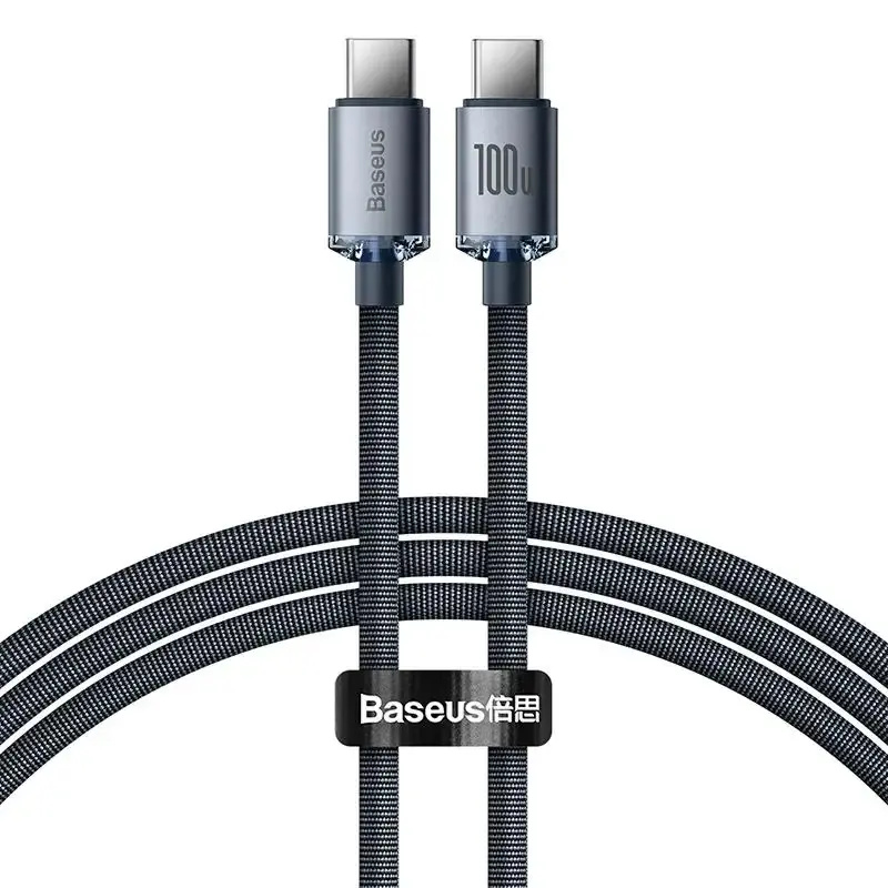 Baseus Crystal Shine Series kabel USB-C/USB-C (100W) 1,2m černý