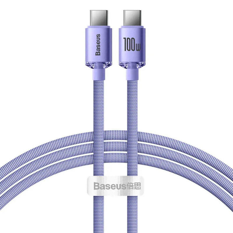 Baseus Crystal Shine Series kabel USB-C/USB-C (100W) 1,2m fialový