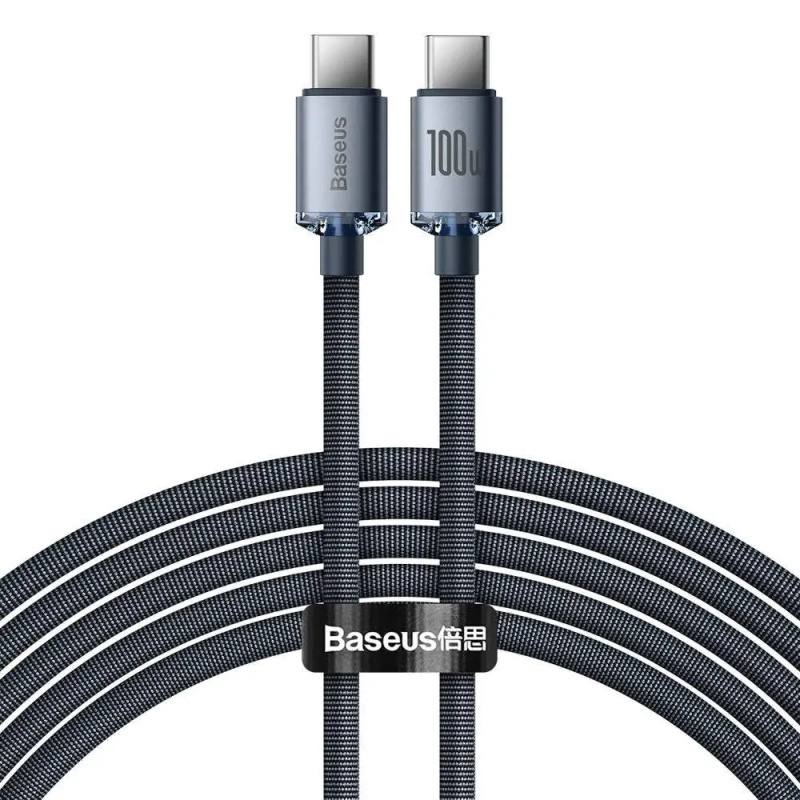 Baseus Crystal Shine Series kabel USB-C/USB-C (100W) 2m černý