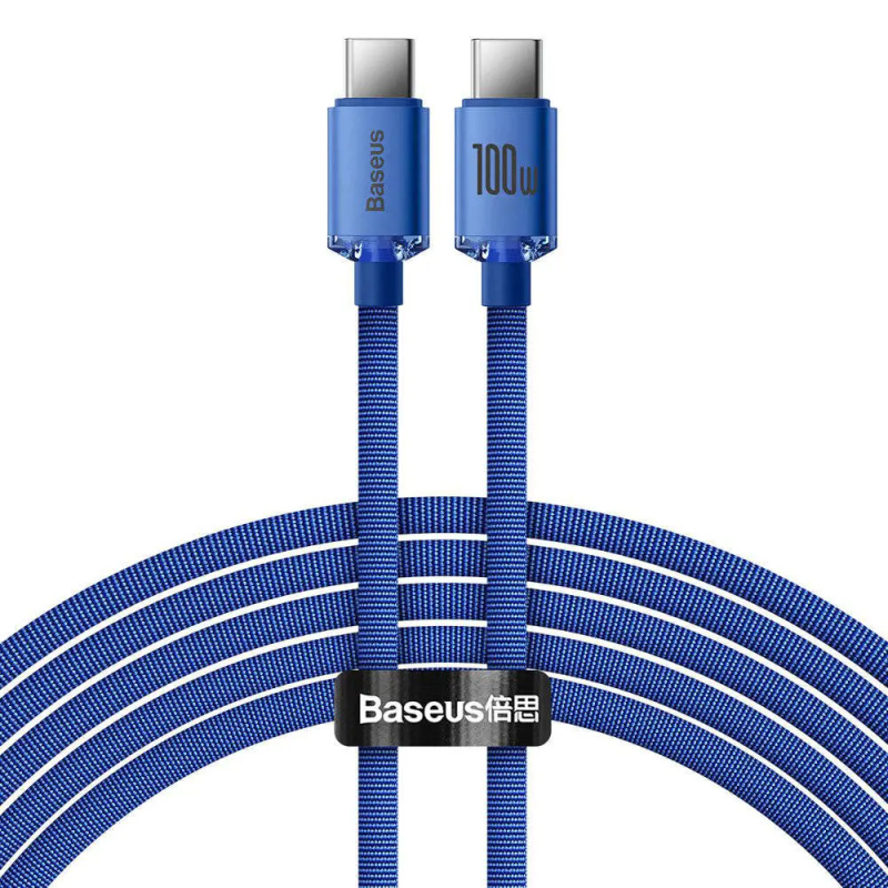 Baseus Crystal Shine Series kabel USB-C/USB-C (100W) 2m modrý