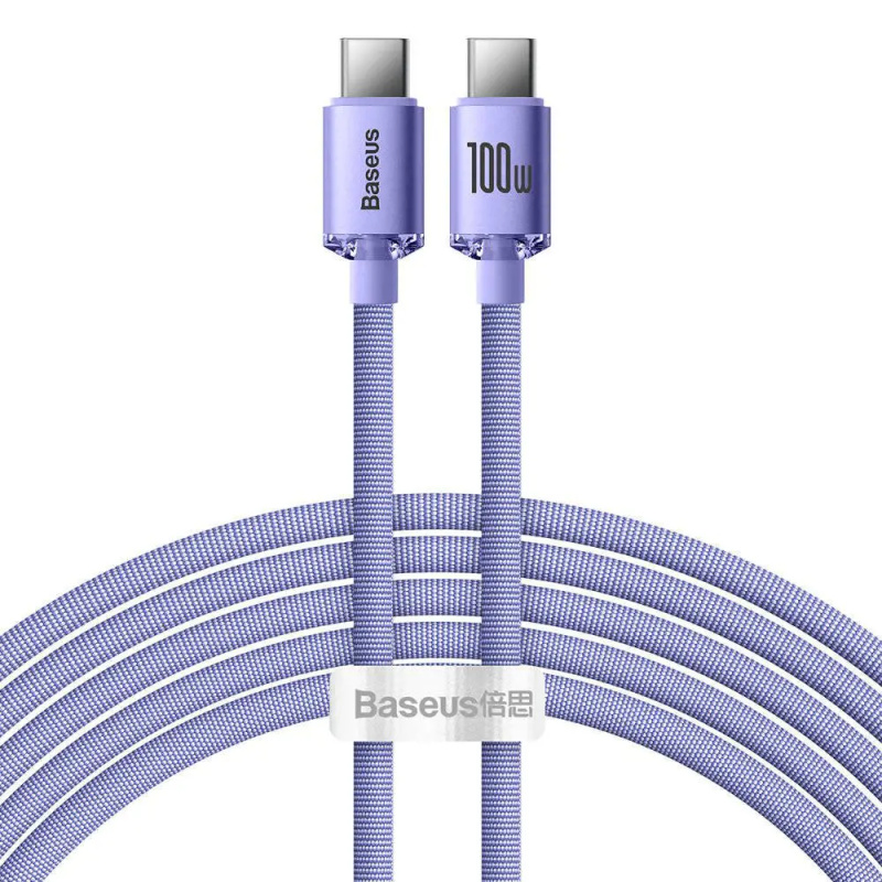 Baseus Crystal Shine Series kabel USB-C/USB-C (100W) 2m fialový