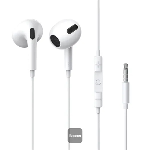 Baseus Encok H17 3,5mm sluchátka s mikrofonem bílá Bílá
