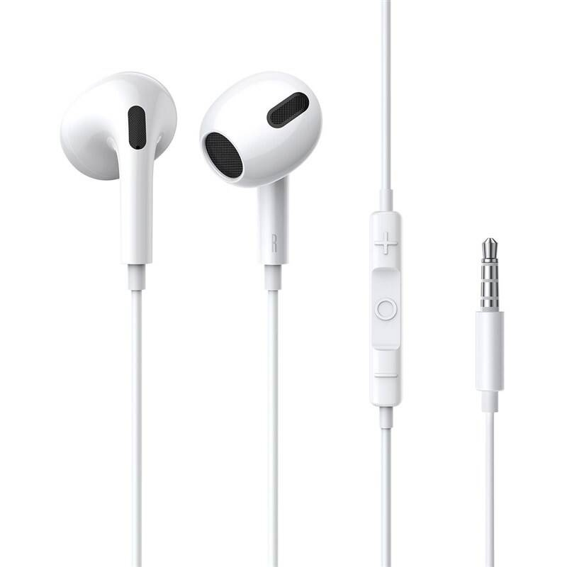 Baseus Encok H17 3,5mm sluchátka s mikrofonem bílá Bílá
