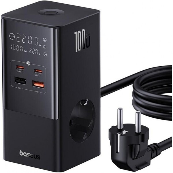 Nabíjecí stanice Baseus PowerCombo Tower 100W EU černá Černá