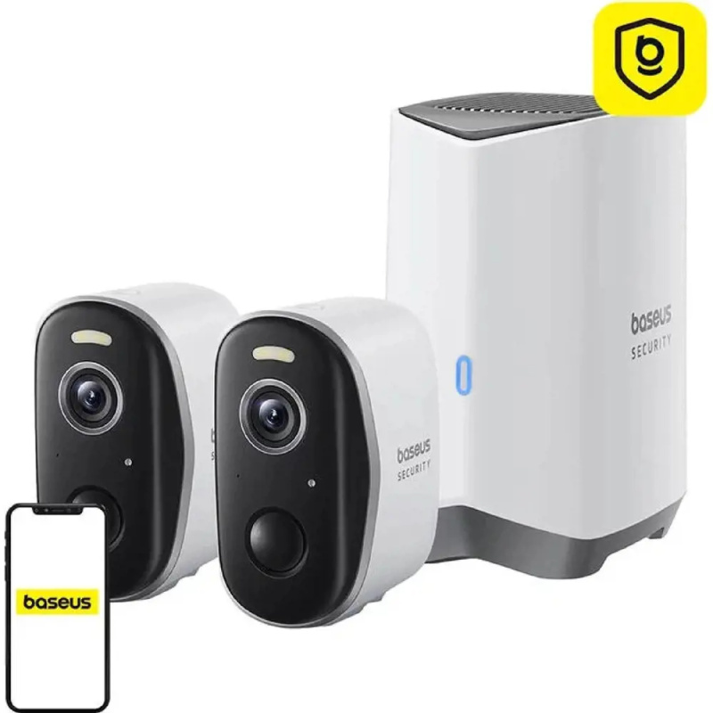 Baseus Security N1 Plus 2K Venkovní kamera sada 2ks+centrální stanice bílá Bílá