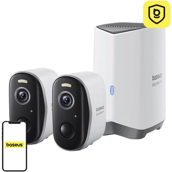Baseus Security N1 Plus 2K Venkovní kamera sada 2ks+centrální stanice bílá Bílá