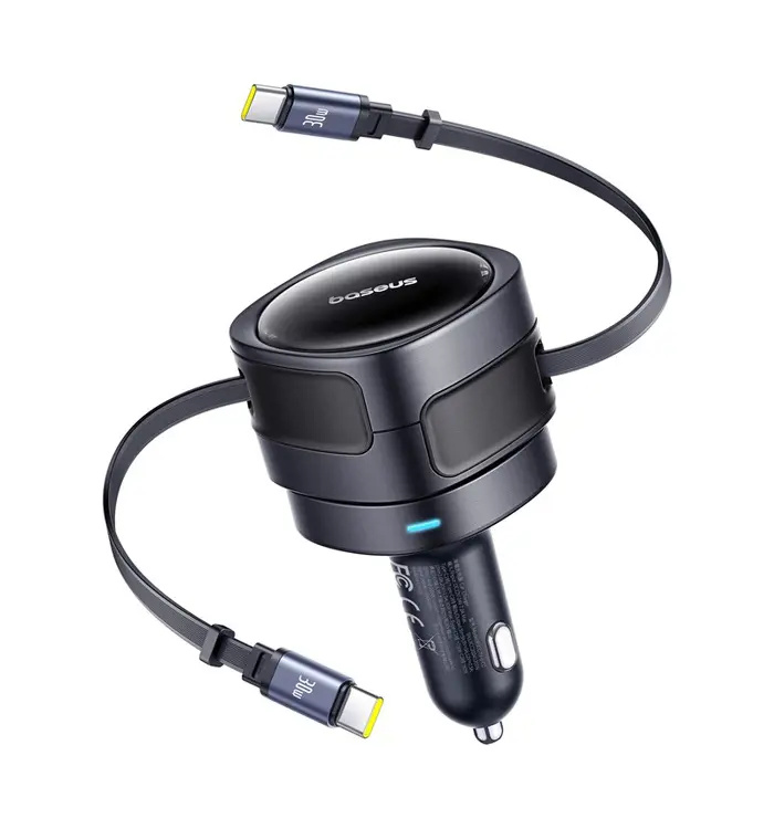 Baseus Enjoyment Max nabíječka do auta s kabely USB-C+USB-C 60W černá Černá
