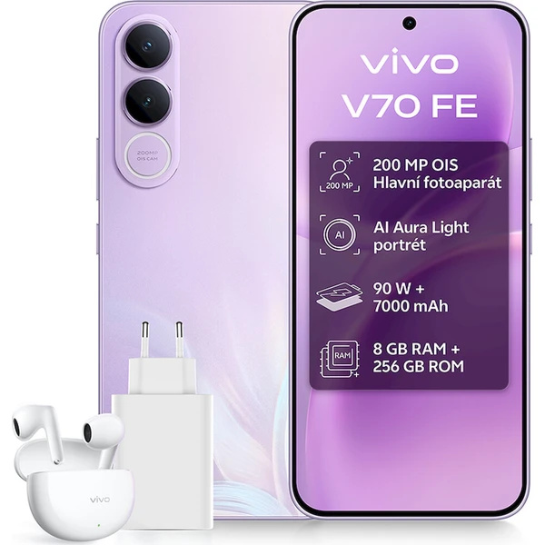 Vivo V70 FE 8/512GB fialový + sada příslušenství