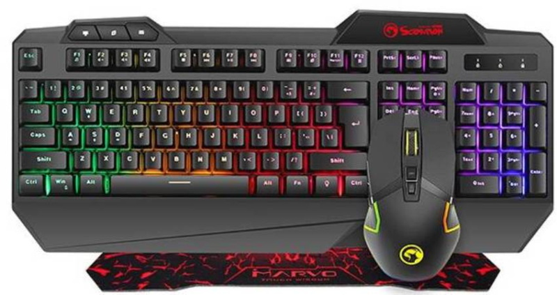 Klávesnice s myší Marvo CM306 s podložkou pod myš / US / až 4800 DPI / 1,5 m / USB 2.0 / černá Varianta: ivi1