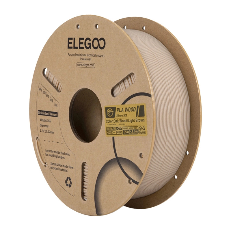 Elegoo PLA filament s dřevěným vláknem – světlý dub
