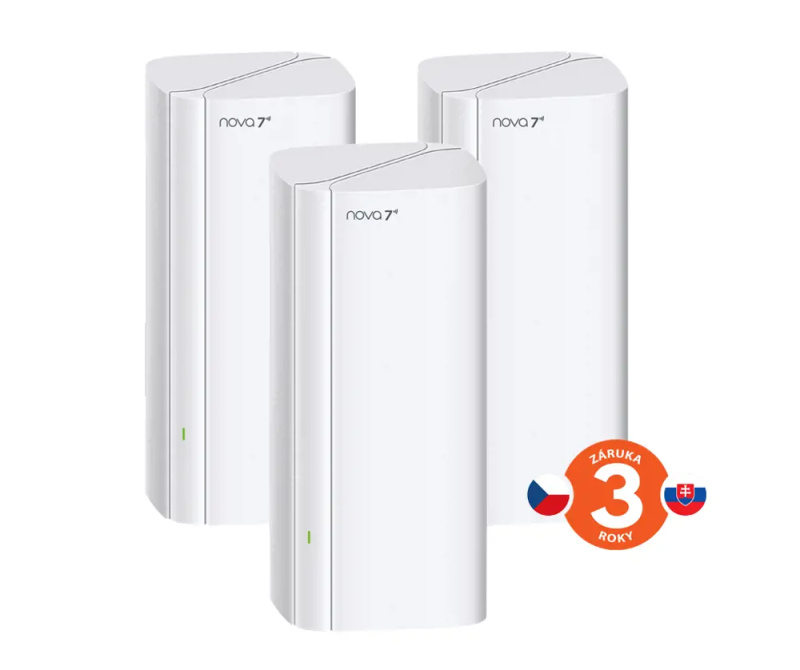 Tenda Nova ME3 Pro (3-pack) WiFi7 BE3600 Mesh Gigabit system, 9x GLAN/GWAN, WPA3, VPN, CZ app