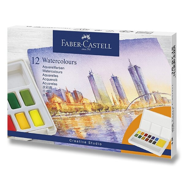 Akvarelové barvy Faber-Castell s paletkou 12 barev Faber-Castell