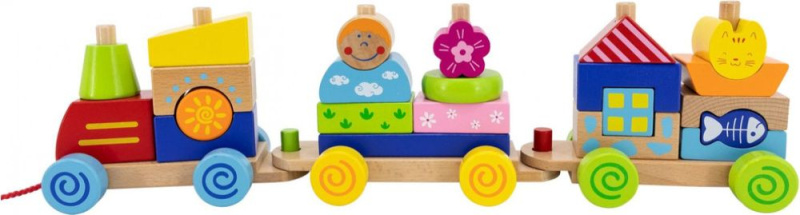 Viga Toys barevný vlak s táhnoucí auta