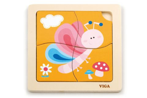 Dřevěné puzzle motýl 4 dílky VIGA