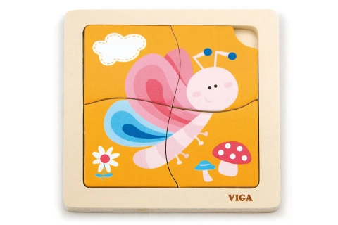 Dřevěné puzzle motýl 4 dílky VIGA
