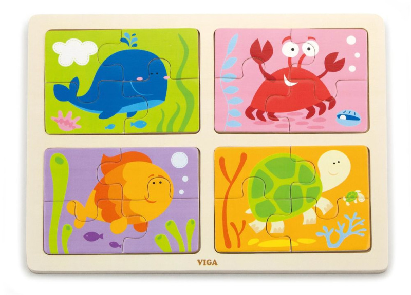 Dřevěné puzzle 4v1 - moře