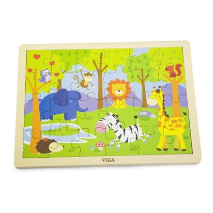 Dřevěné puzzle 24 dílků - zoo