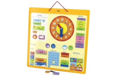 Dřevěný magnetický výukový kalendář – česká verze, velký