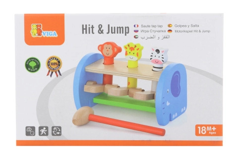 dřevěná zatloukačka se zvířátky Hit & Jump