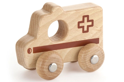 Dřevěné autíčko Ambulance