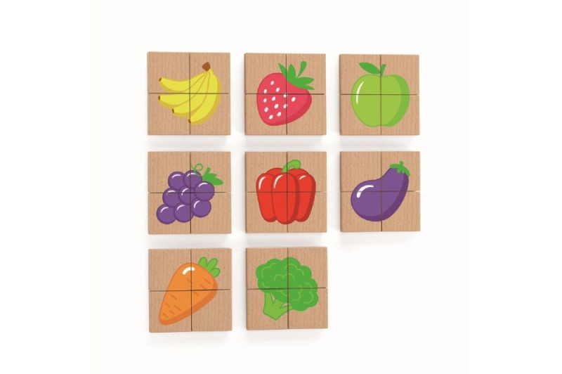 Dřevěné magnetické puzzle - ovoce