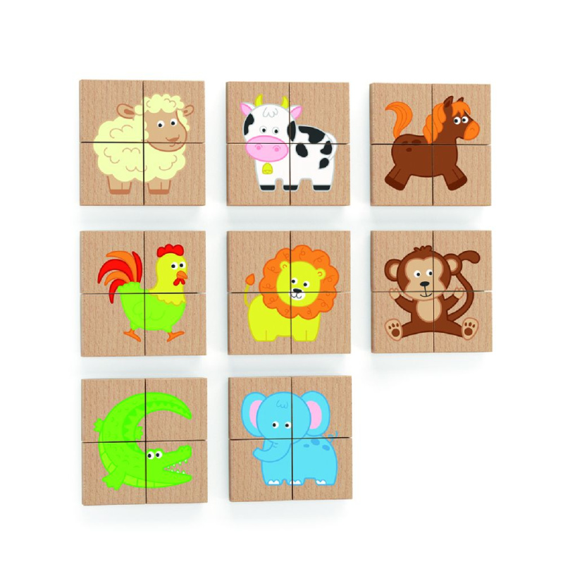 Dřevěné magnetické puzzle - zvířátka