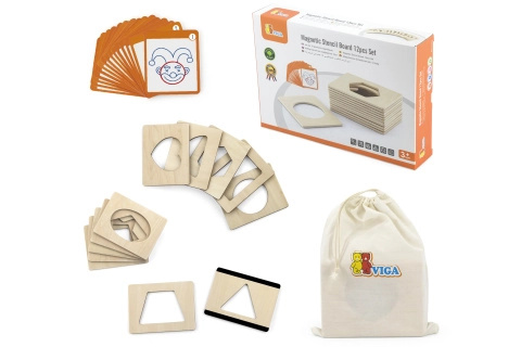 Dřevěné magnetické šablony s tvary pro malování