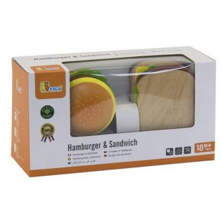 Viga dřevěný hamburger a sendvič